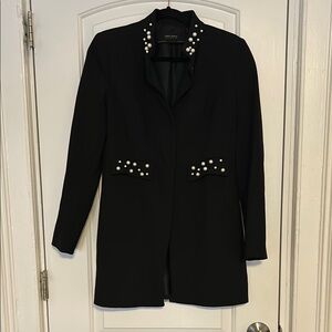 Zara Long Pearl Blazer Coat Size M